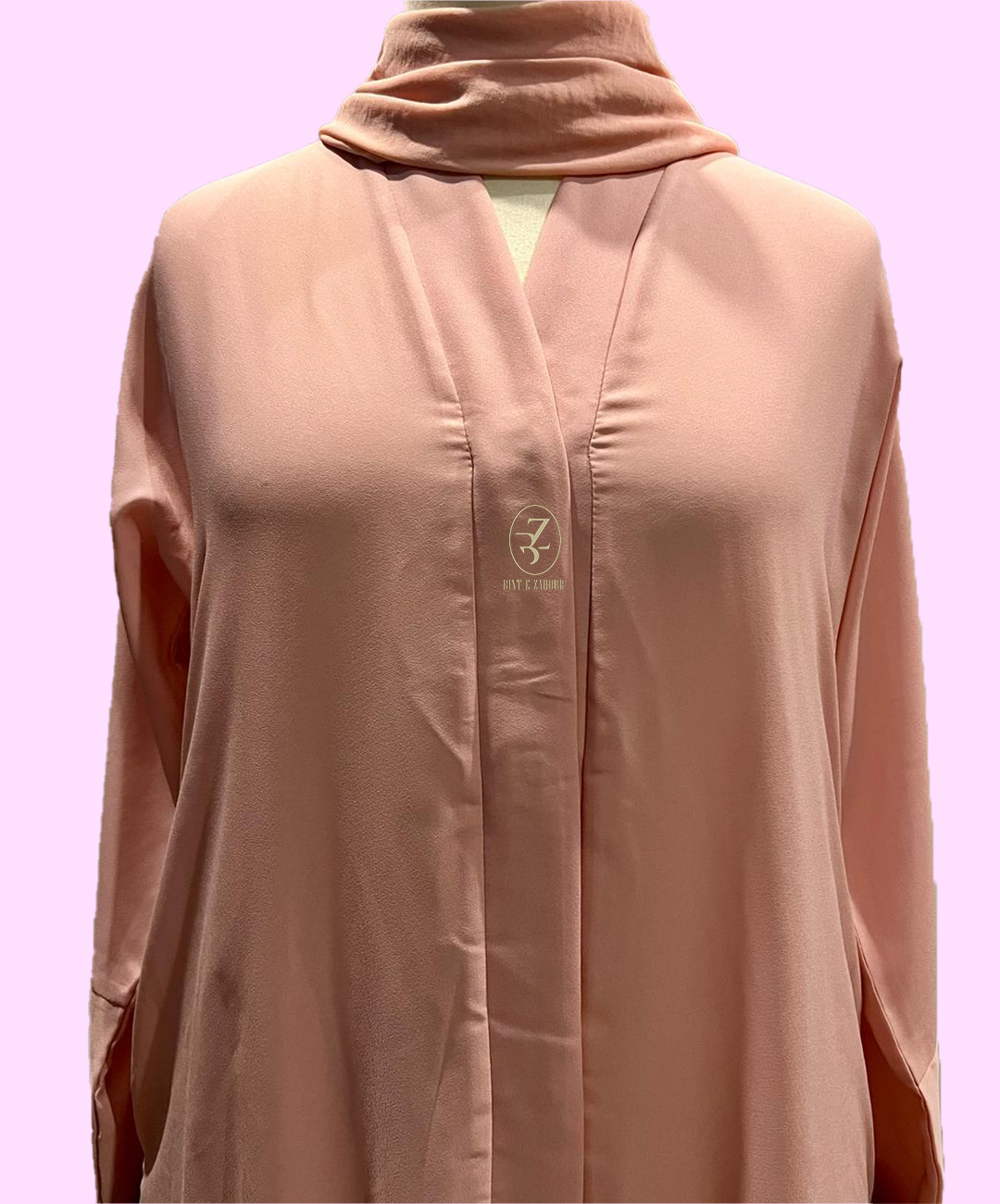 Peach Embroidered Open Style Abaya