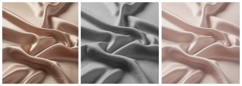 comparison of silk, jersy and chiffon fabrics texture