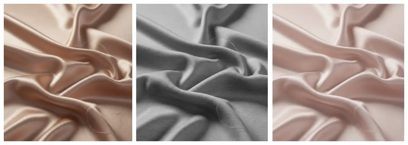 comparison of silk, jersy and chiffon fabrics texture